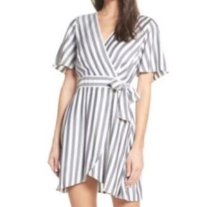BB Dakota Grey and White Striped Mini Dress
